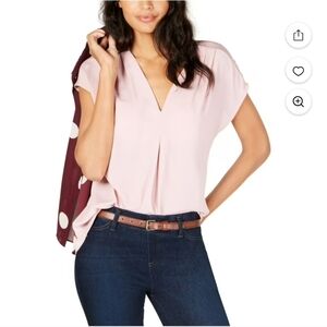 INC International Concepts Pale Mauve V-Neck Blouse